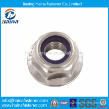 DIN Standard Hex A4-80 Aço inoxidável Flange Nuts com inserto de nylon